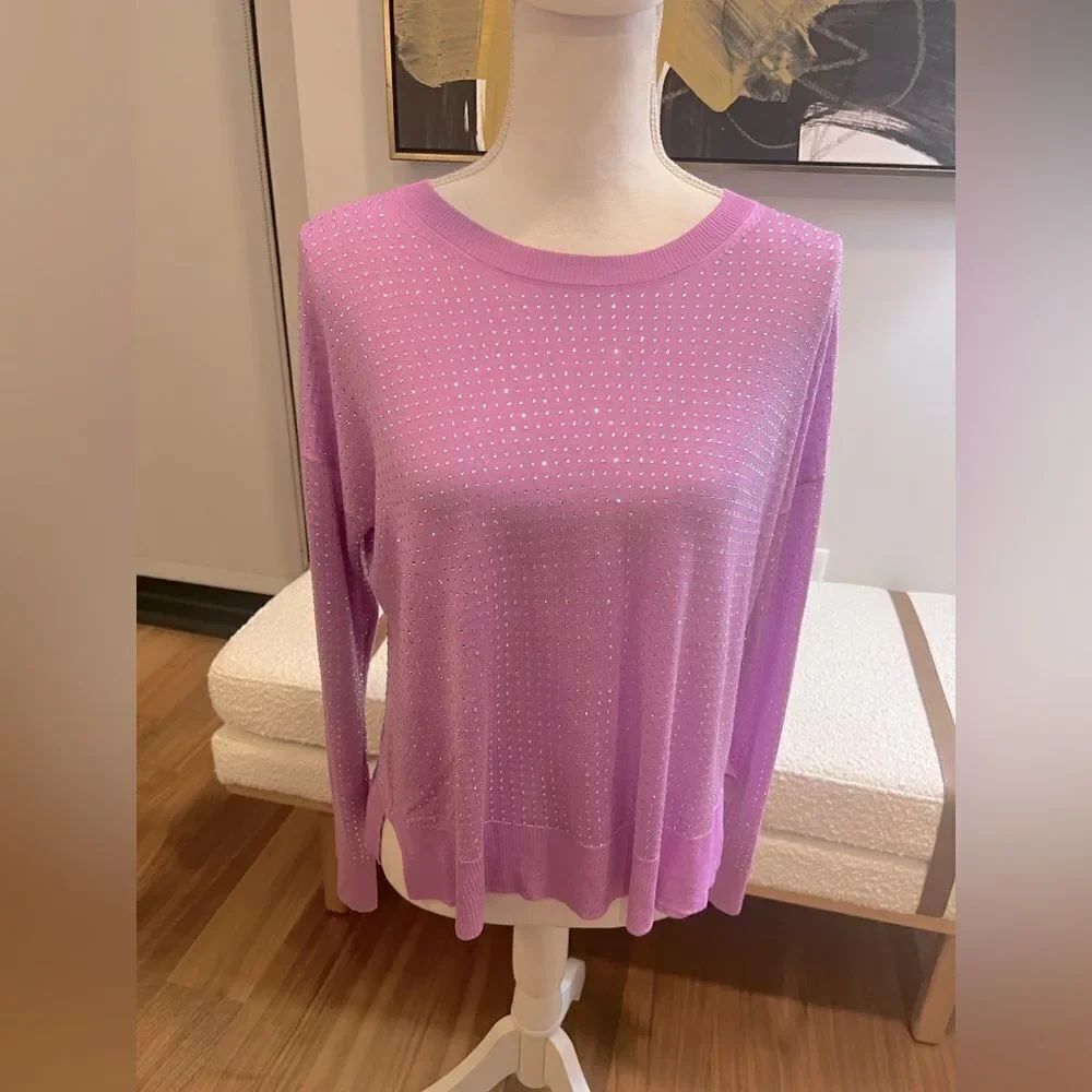 Zara lightweight crystal studded sweater size small NWT